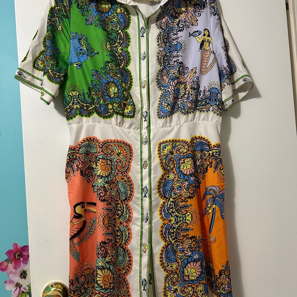 Colorful Paisley Print Midi Dress - Picture 2 of 11
